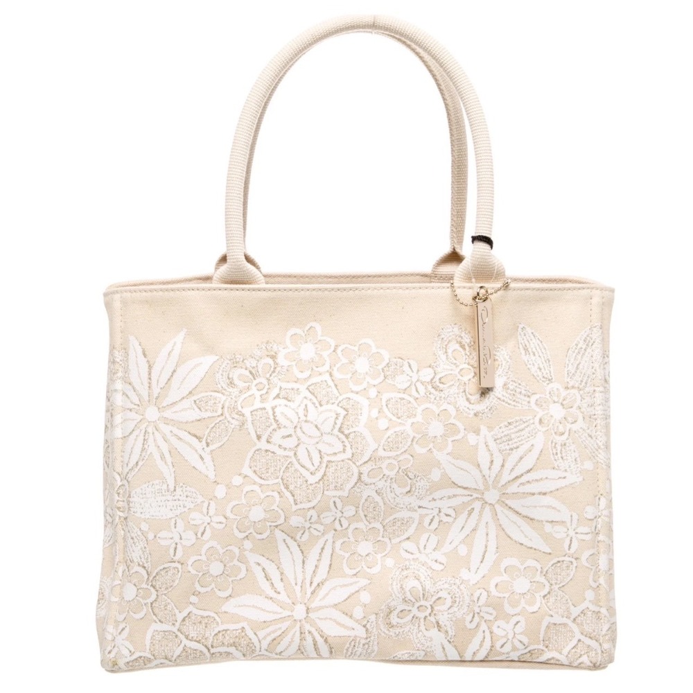 Oscar De La Renta Vintage Y2K NM Boho Floral Lace Canvas Shoulder Bag